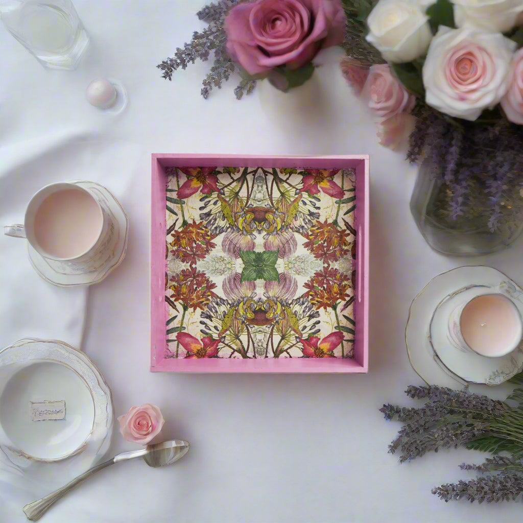 Graceful Violet Floral Tray