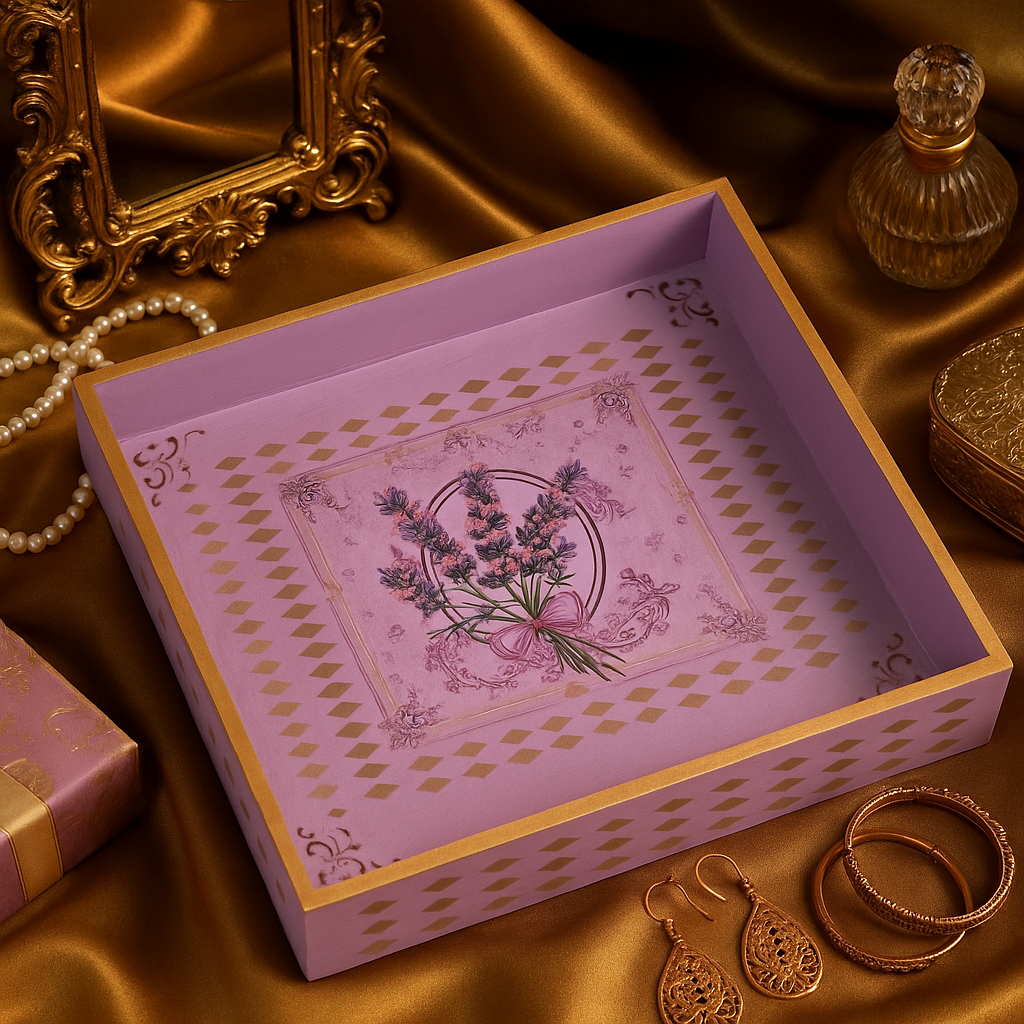 Lavender Bloom Decoupage Tray