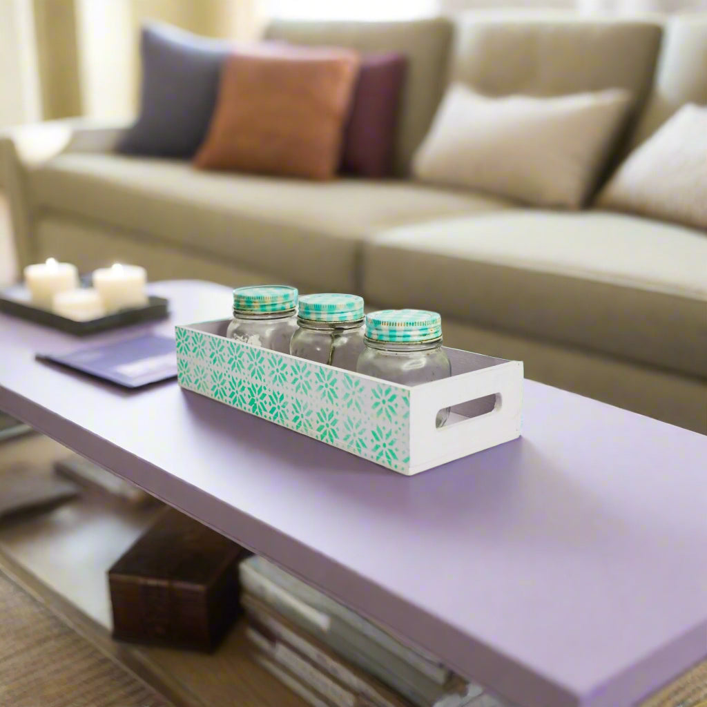 Serene Bloom Lavender & Sage Green Floral Long Tray