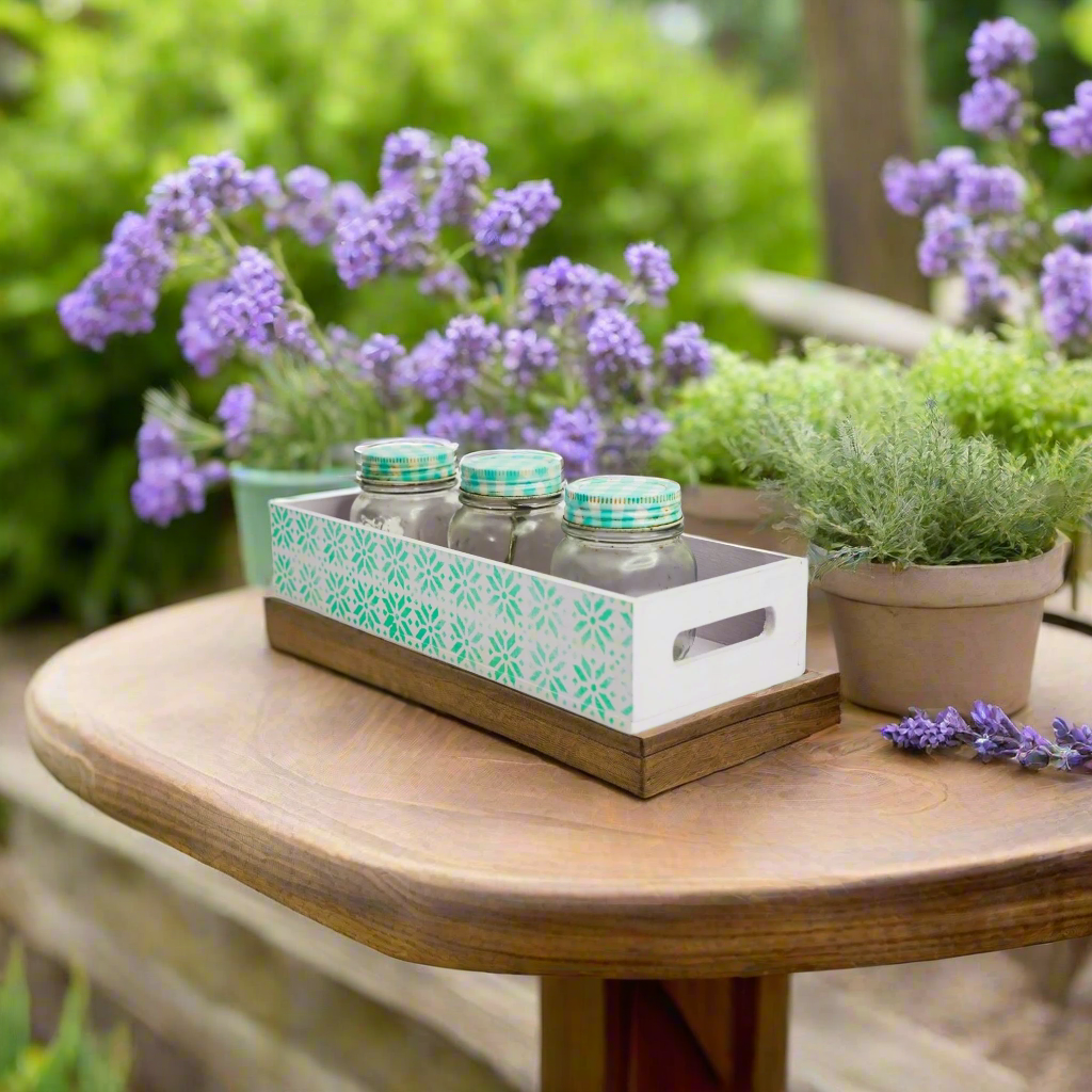 Serene Bloom Lavender & Sage Green Floral Long Tray