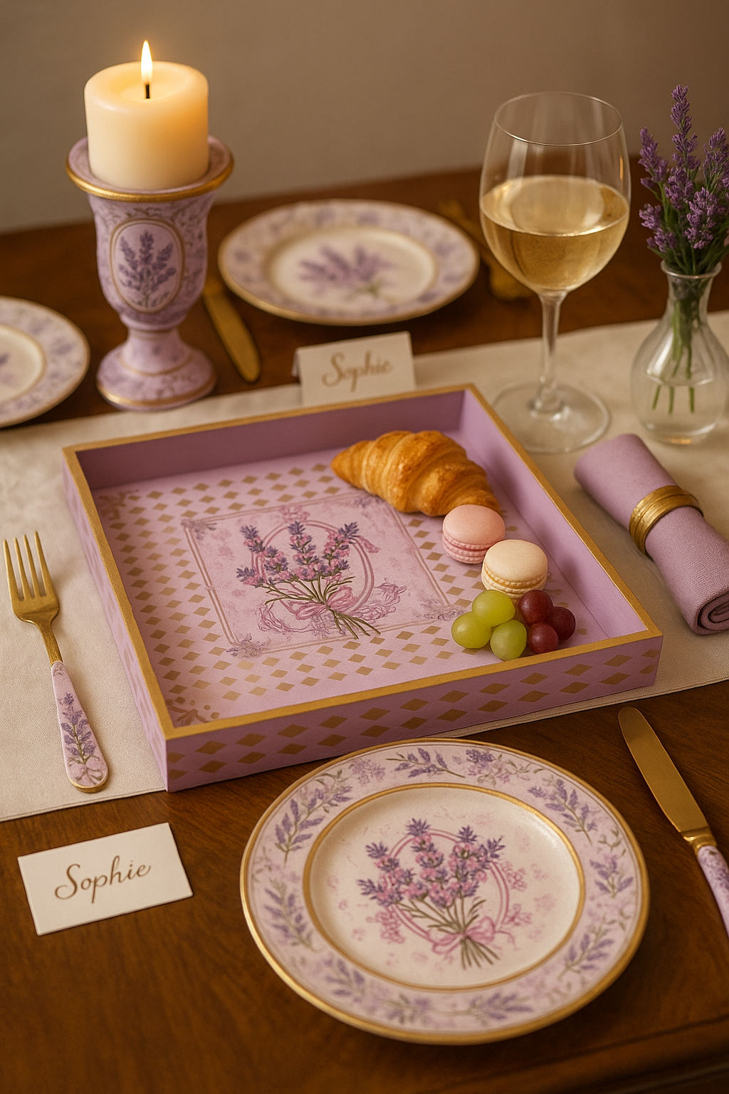 Lavender Bloom Decoupage Tray