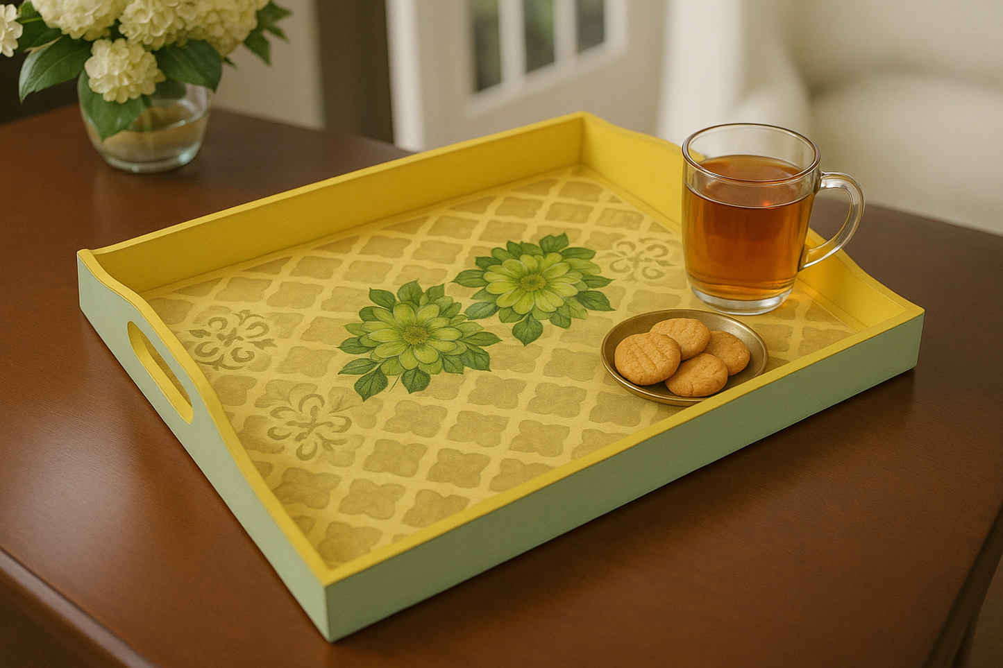 Lemon Chiffon & Mint Green Luxe XLarge Tray