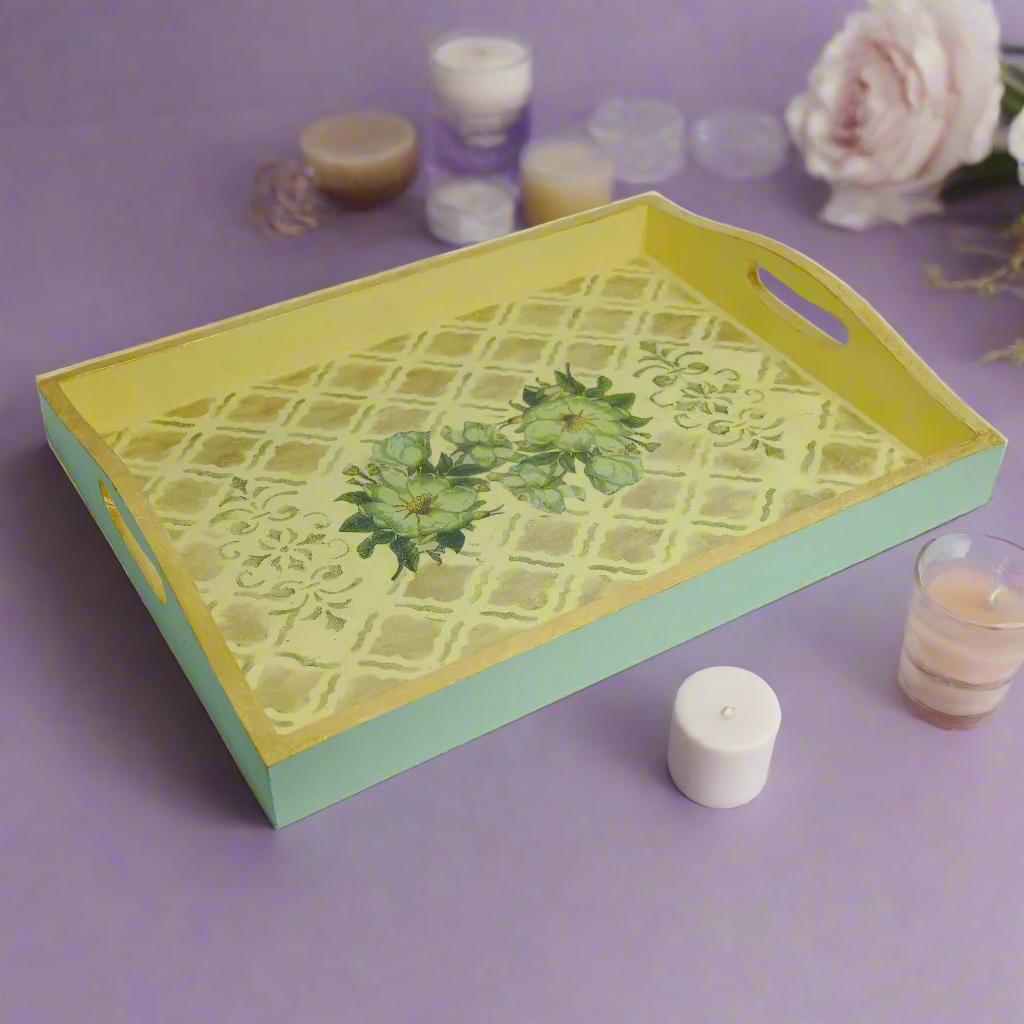 Lemon Chiffon & Mint Green Luxe XLarge Tray