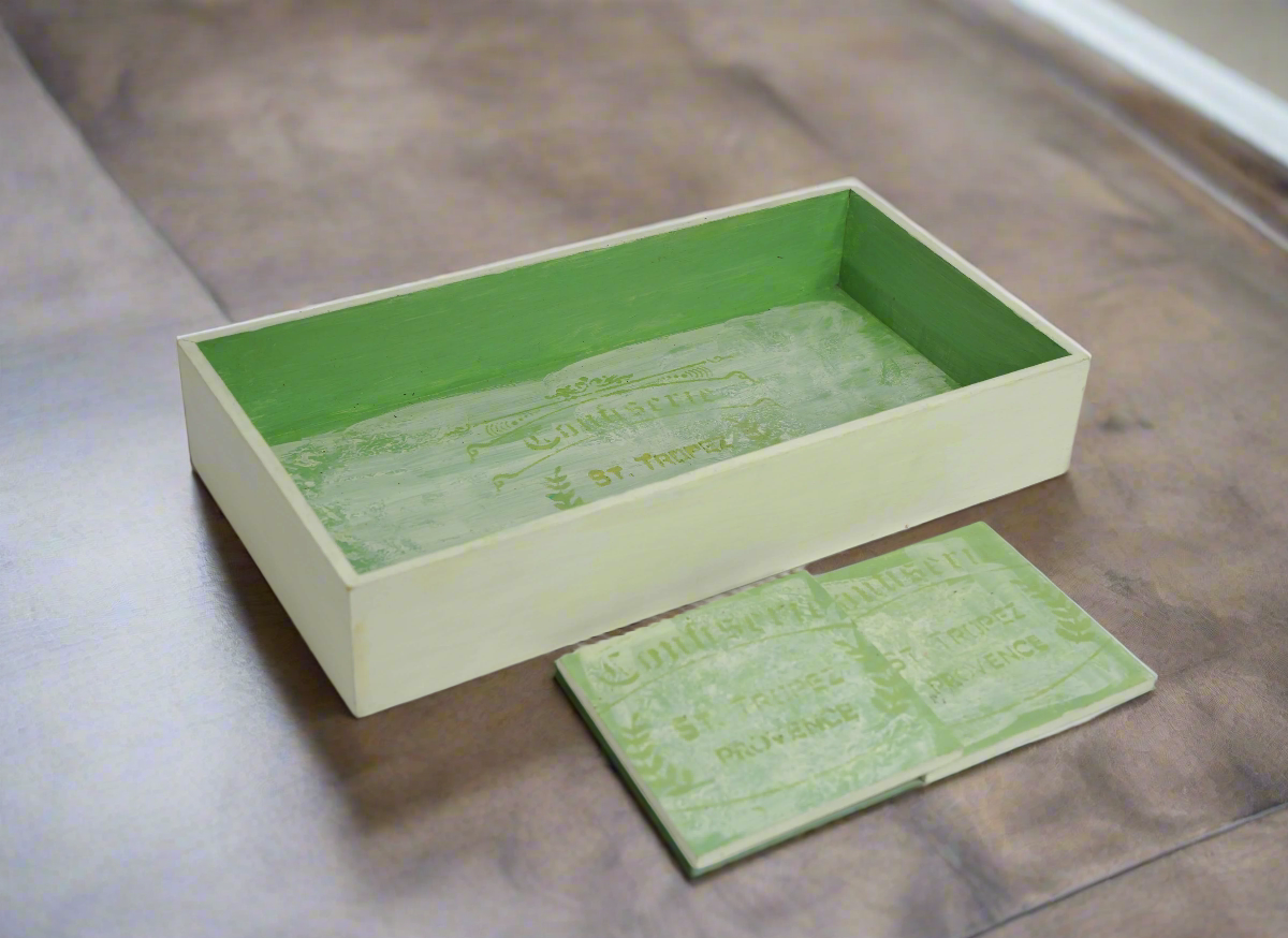 Whispering Green Luxe Sleek Serving Tray with Matching Coasters