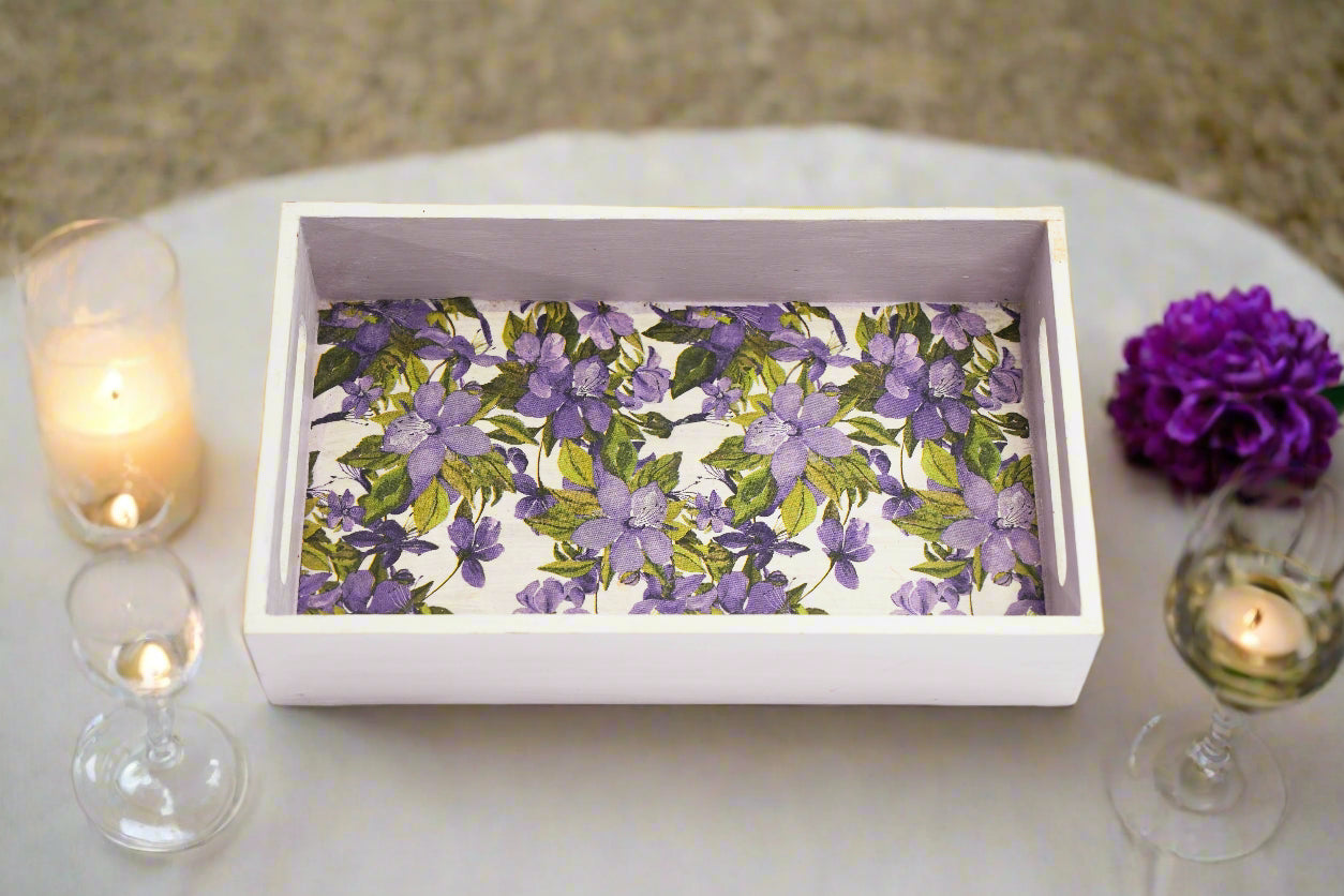 Purple Blossom Floral Tray β A Graceful Touch of Elegance