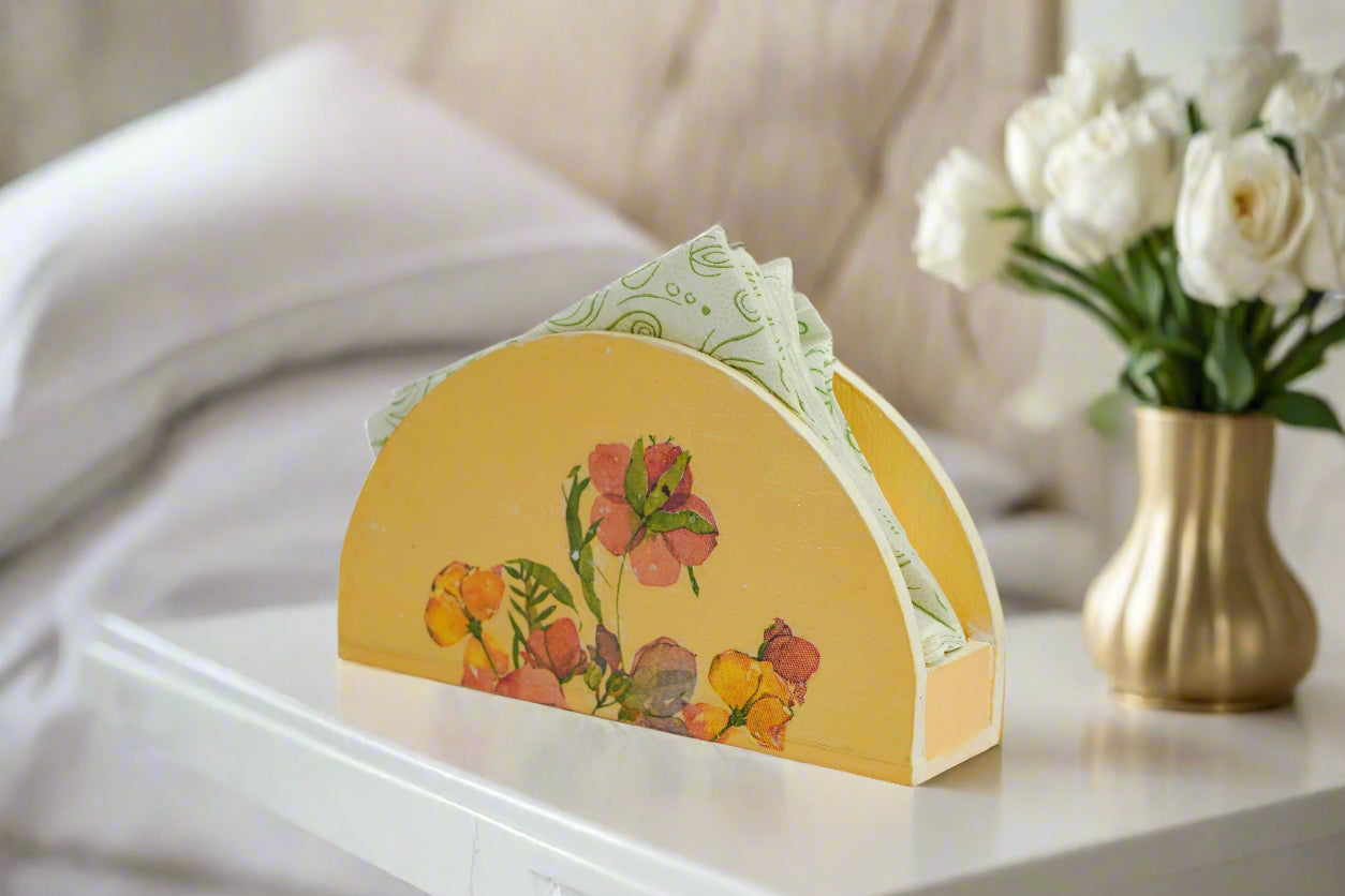 Blossom Yellow, Pink & Green Floral Tissue Holder