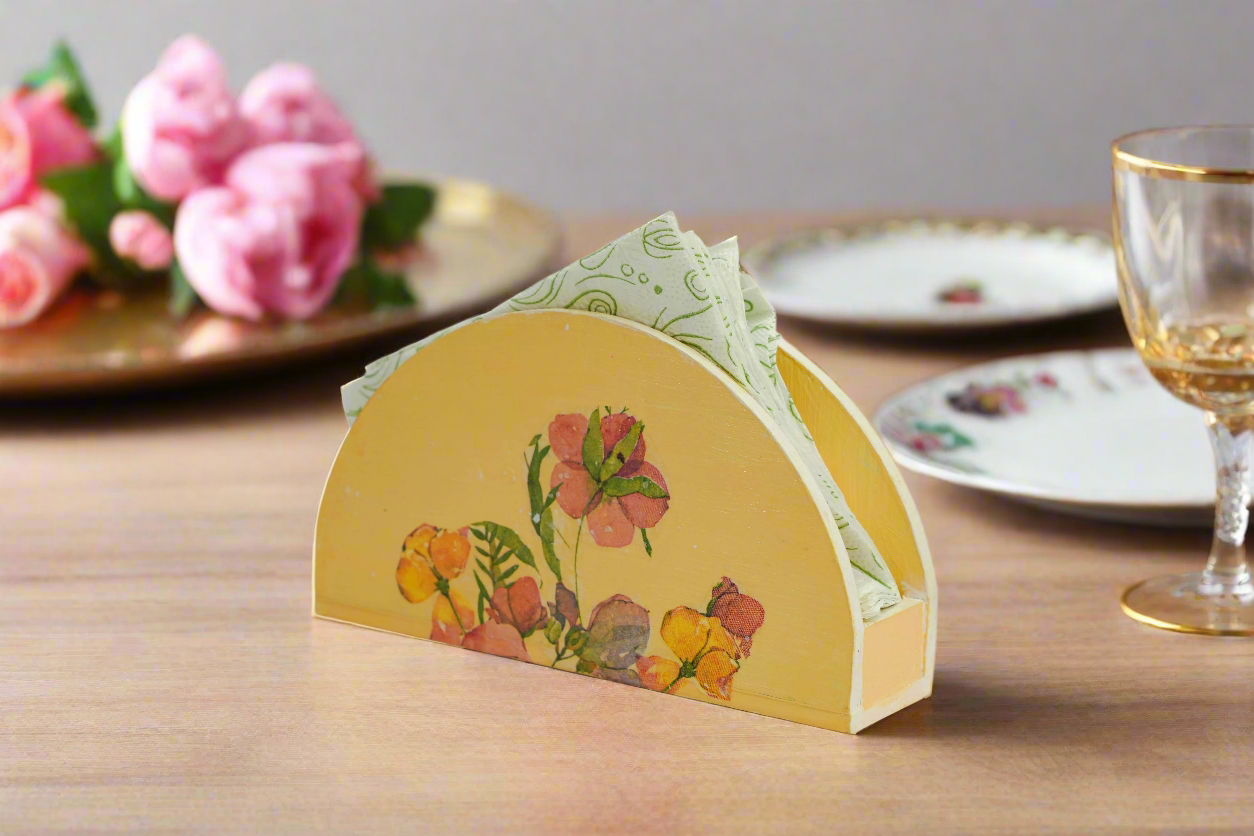 Blossom Yellow, Pink & Green Floral Tissue Holder