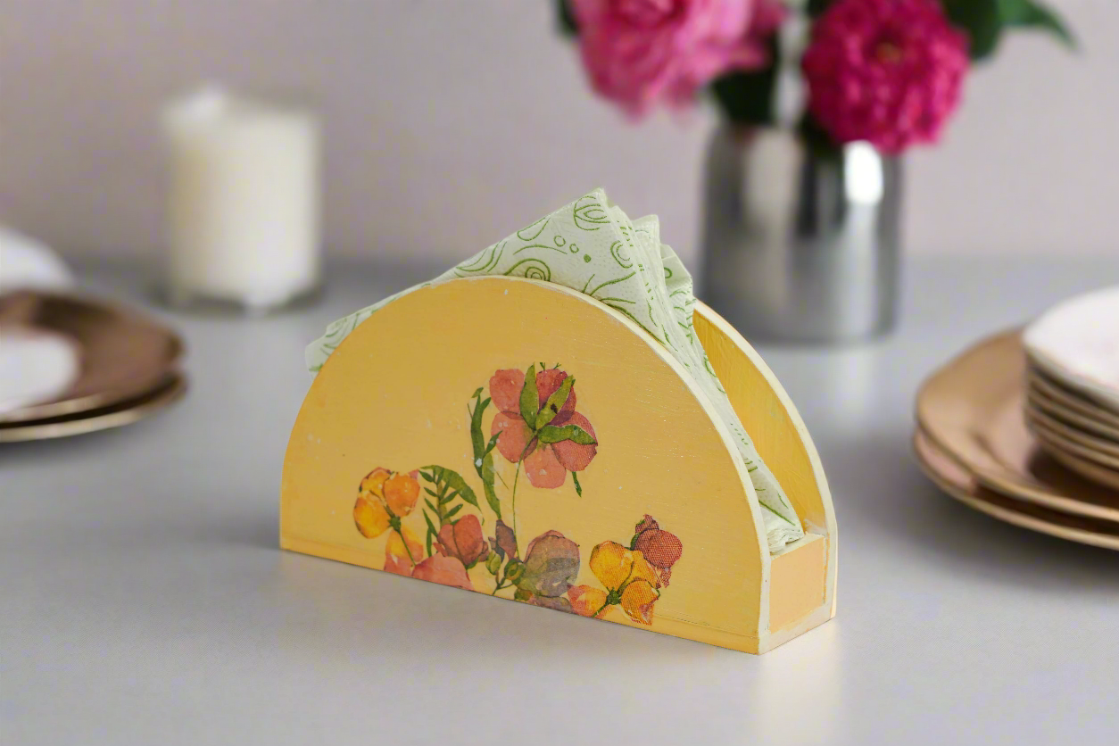 Blossom Yellow, Pink & Green Floral Tissue Holder
