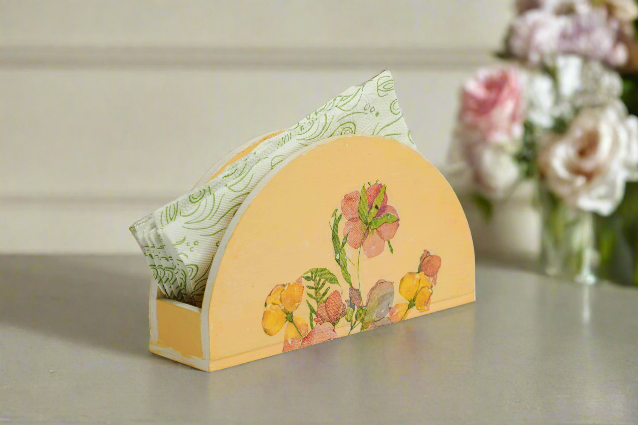 Blossom Yellow, Pink & Green Floral Tissue Holder