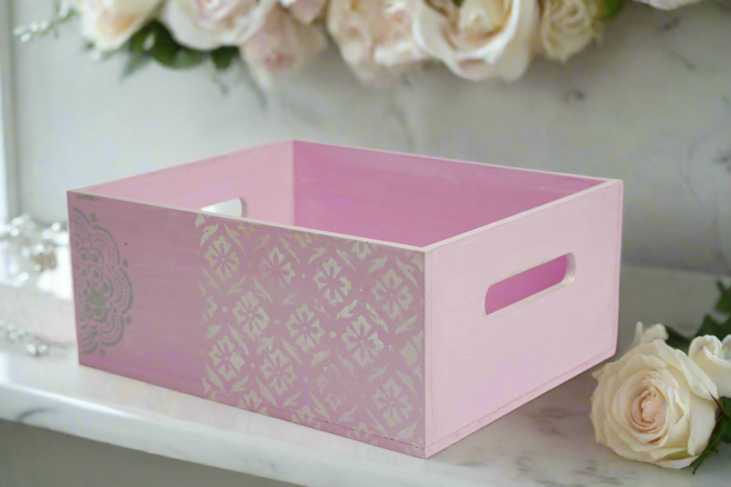 Steely Pink Floral Organizer / Utility Holder – Chic & Versatile Storage
