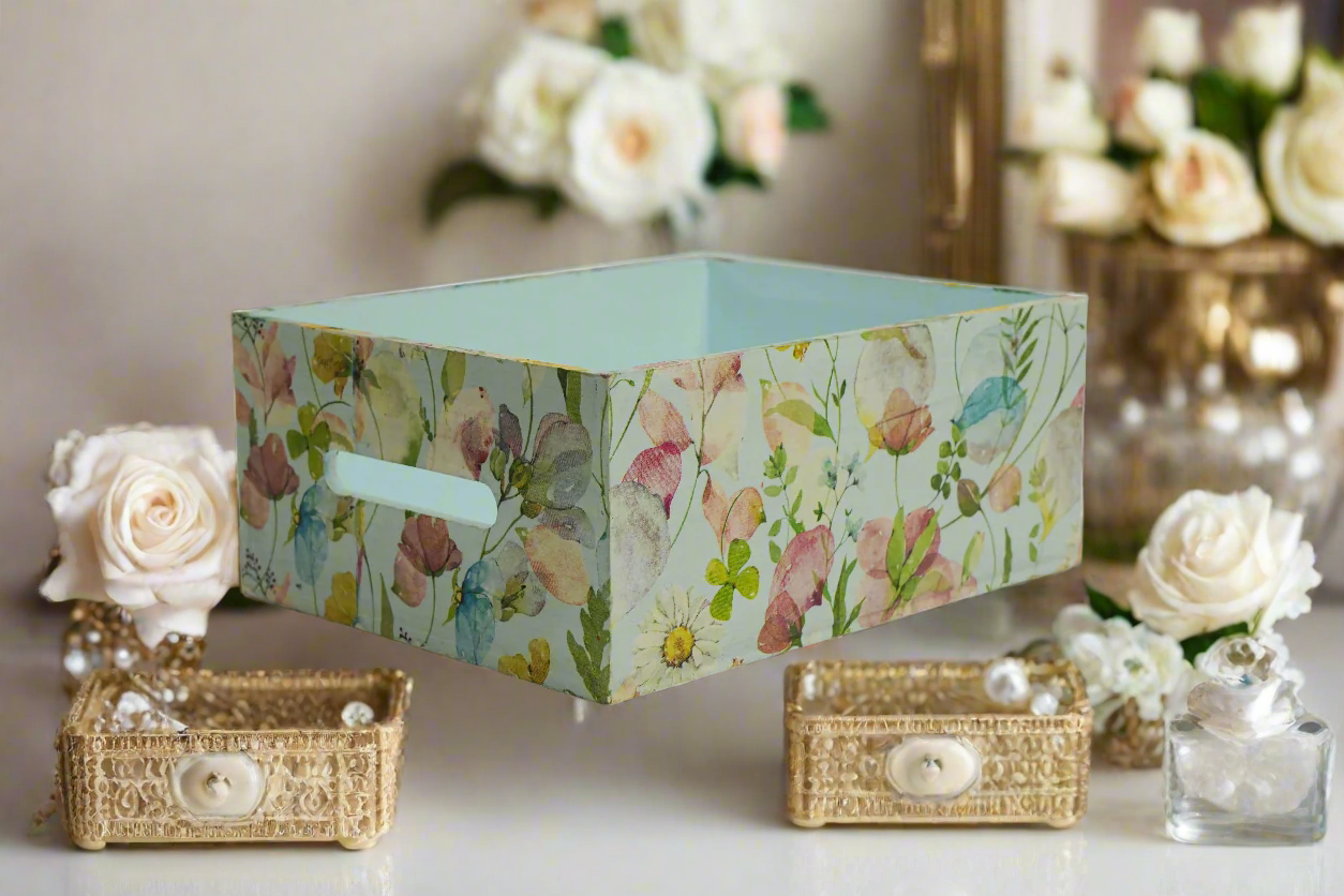 Powder Blue Floral Organizer/Utility Holder