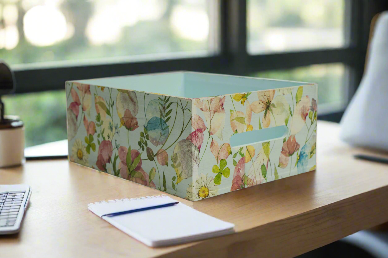 Powder Blue Floral Organizer/Utility Holder