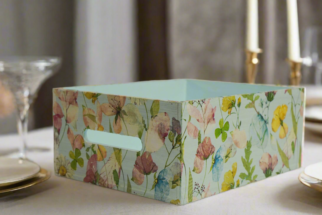 Powder Blue Floral Organizer/Utility Holder