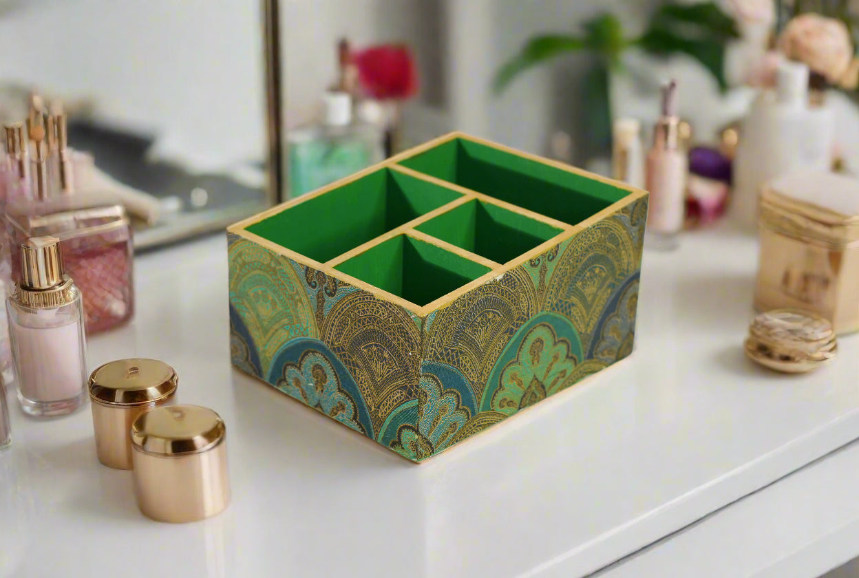 Serene Green & Sapphire Blue Floral Organizer