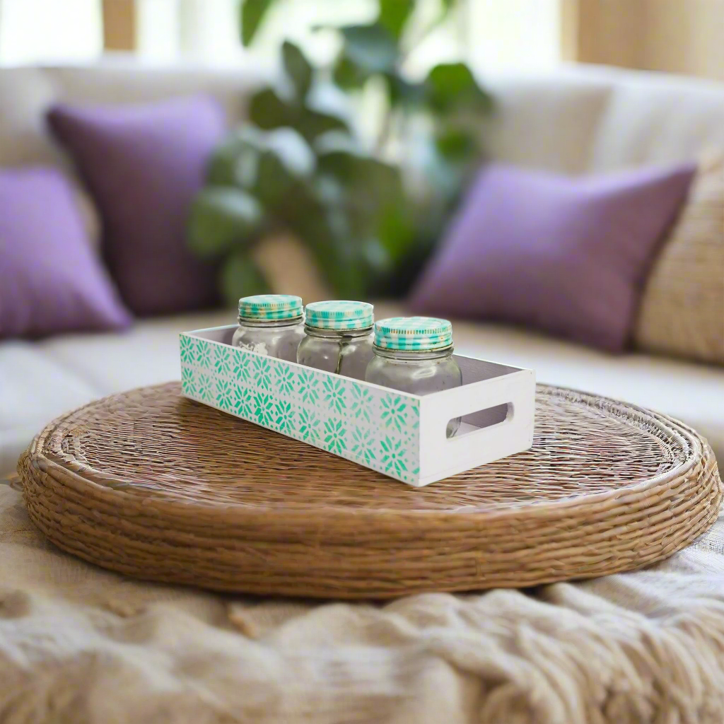 Serene Bloom Lavender & Sage Green Floral Long Tray