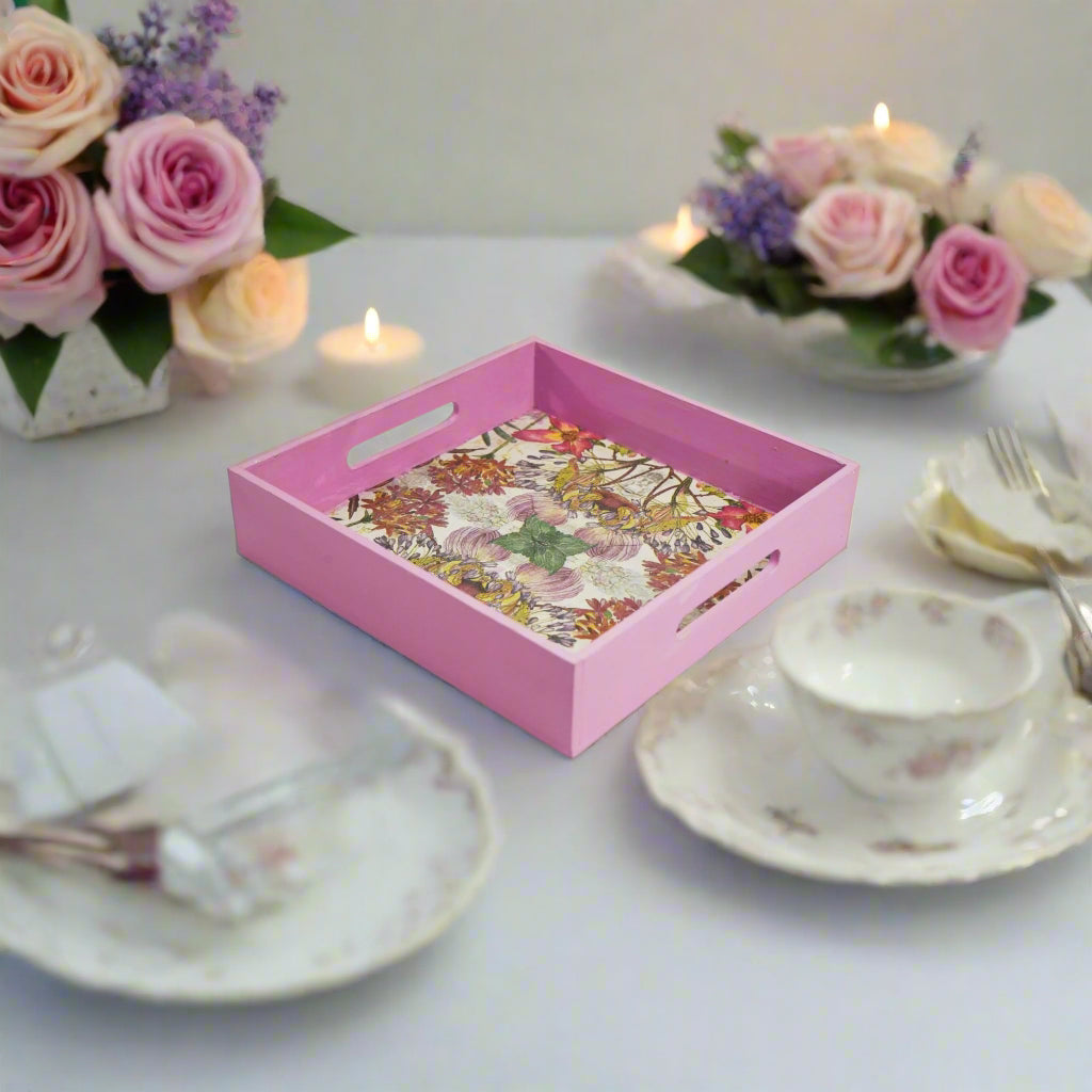 Graceful Violet Floral Tray