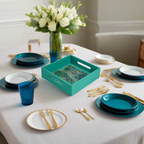 Majestic Teal Blue Luxe Peacock Tray