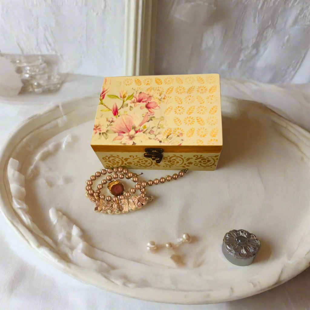 Golden Bloom Opulent Jewelry Box