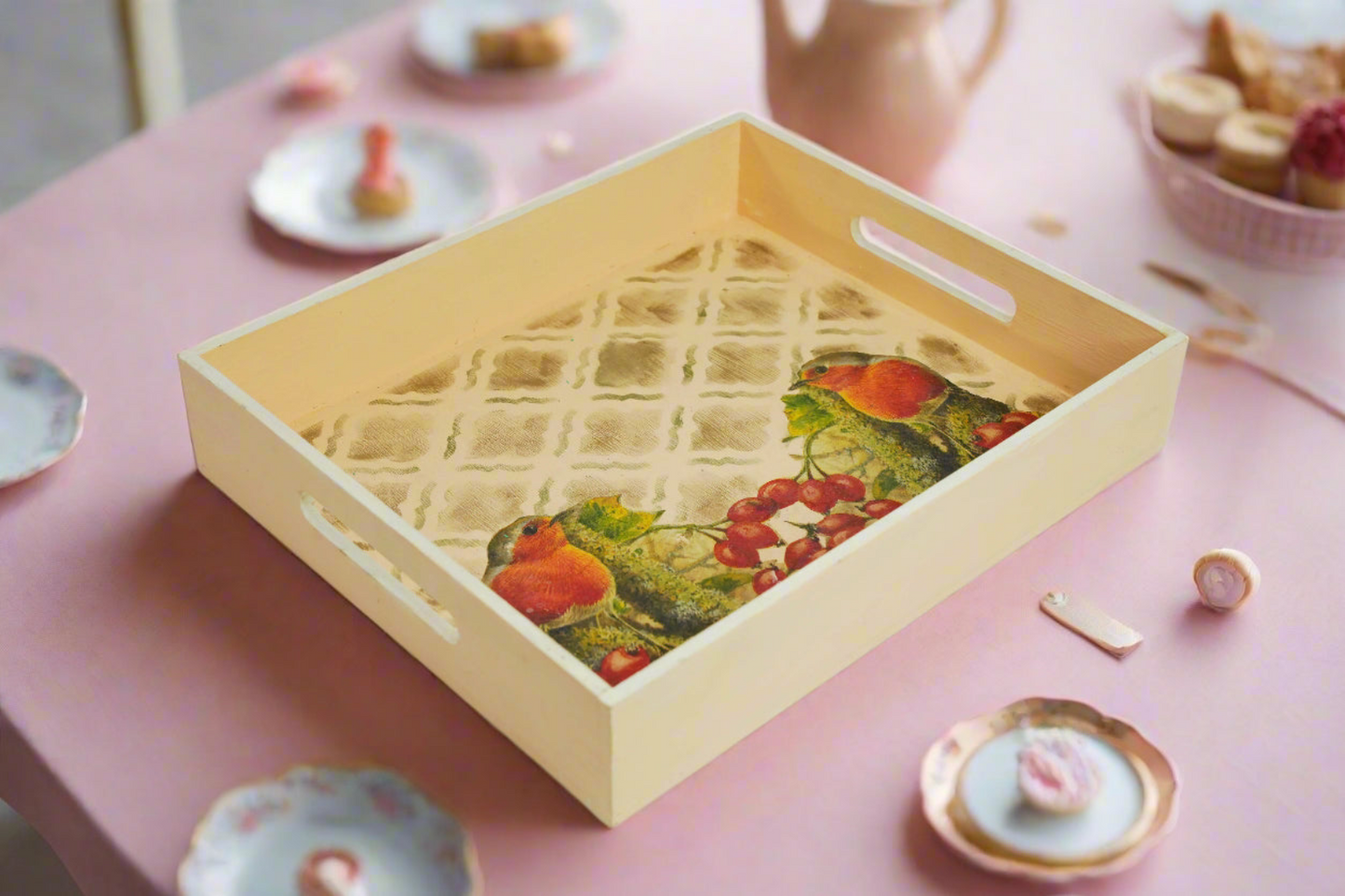 Blush Peach Serenity Luxe Bird Tray