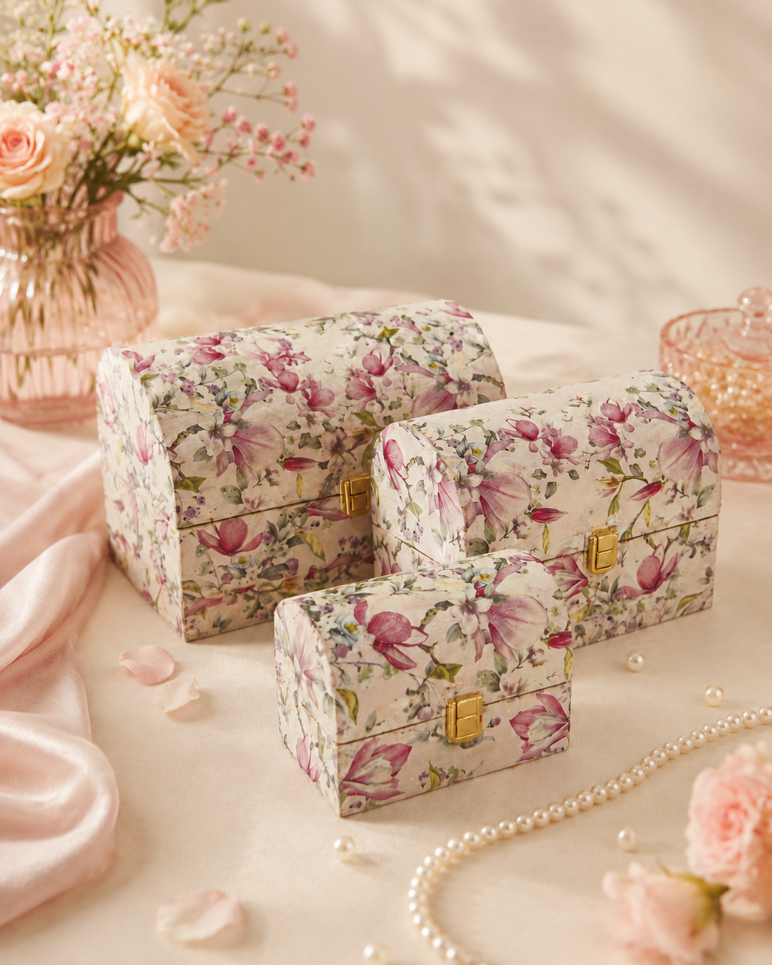 Floral Treasure Chest Collection — Set of 3
