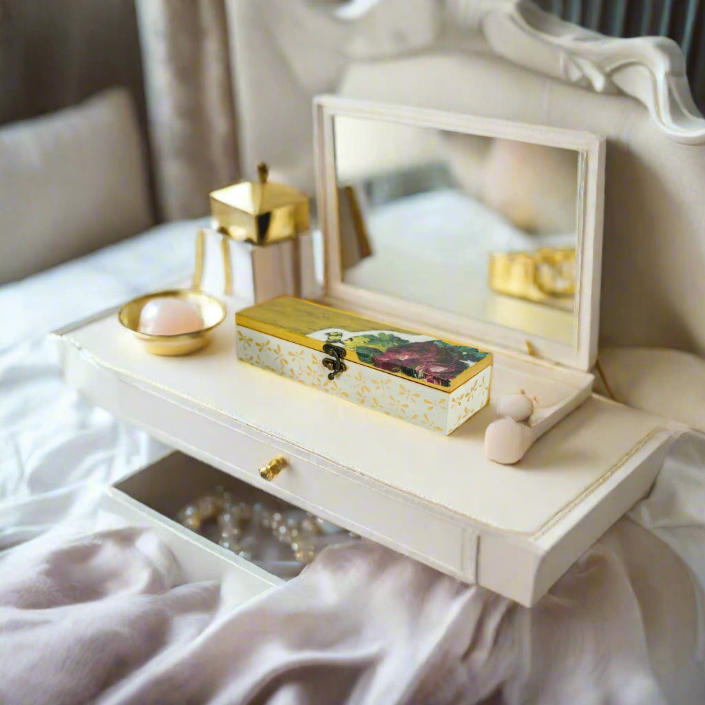 Imperial Grace Gold & White  Opulent Jewelry Box