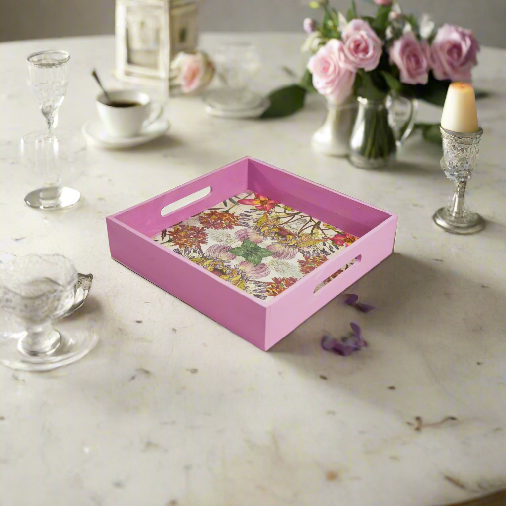 Graceful Violet Floral Tray