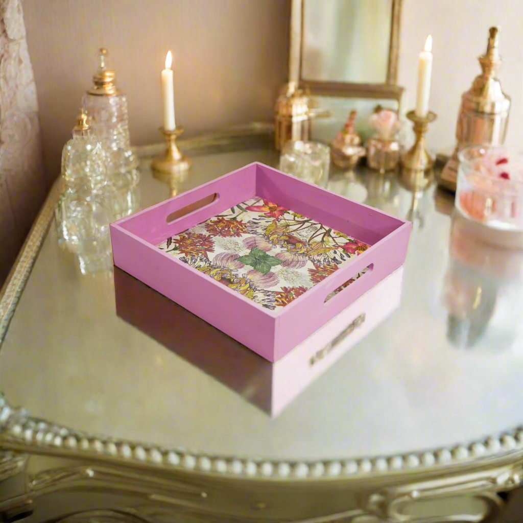 Graceful Violet Floral Tray