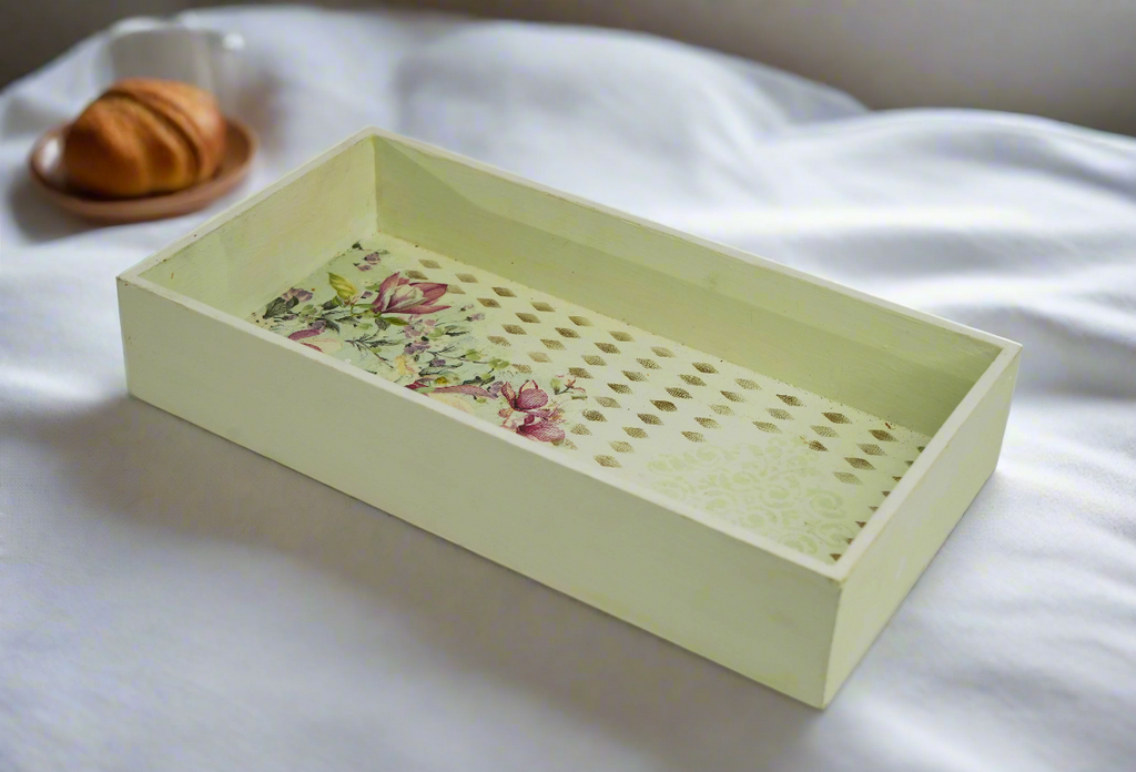 Pastel Lime Green Floral Tray