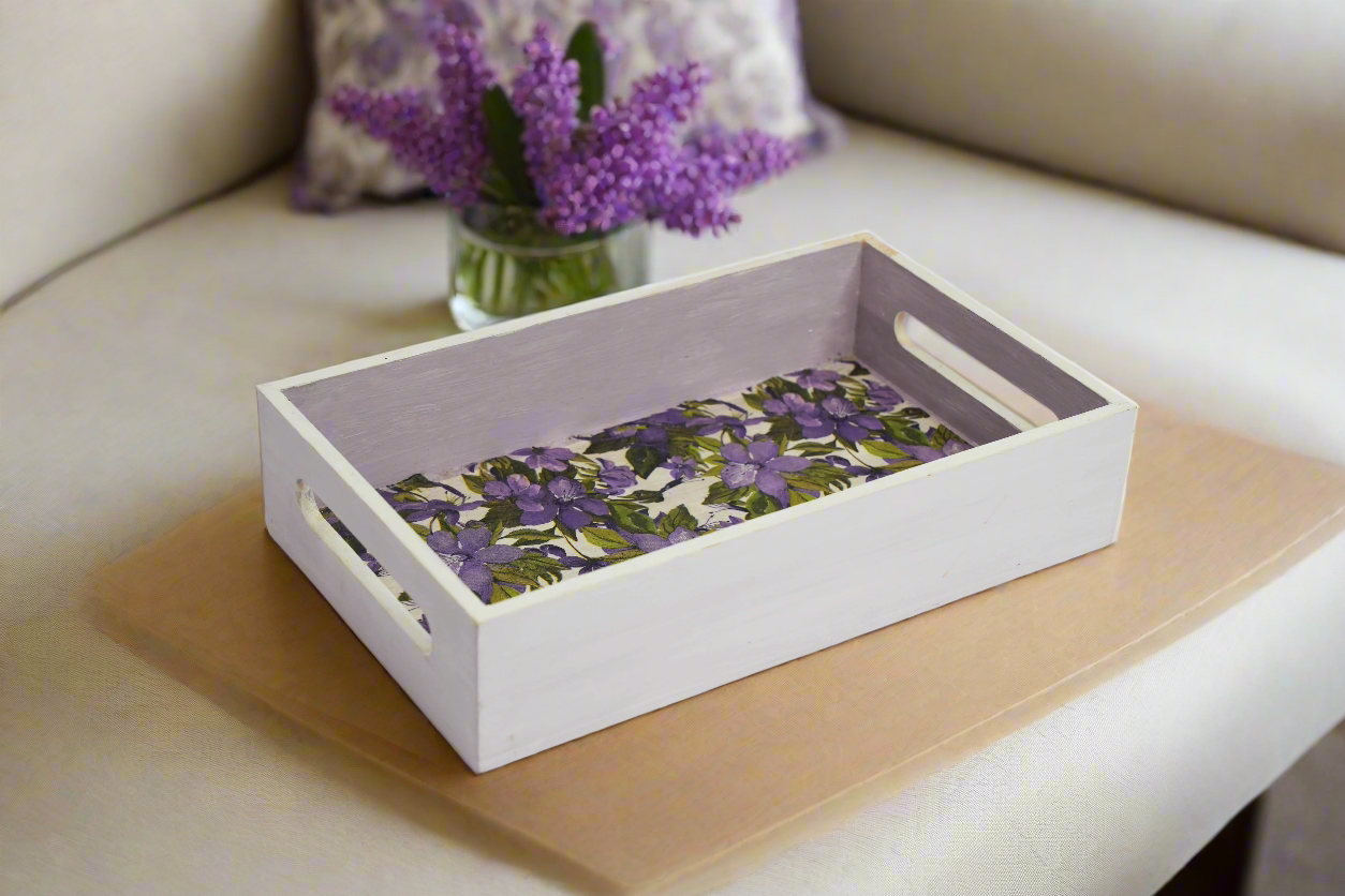 Purple Blossom Floral Tray – A Graceful Touch of Elegance