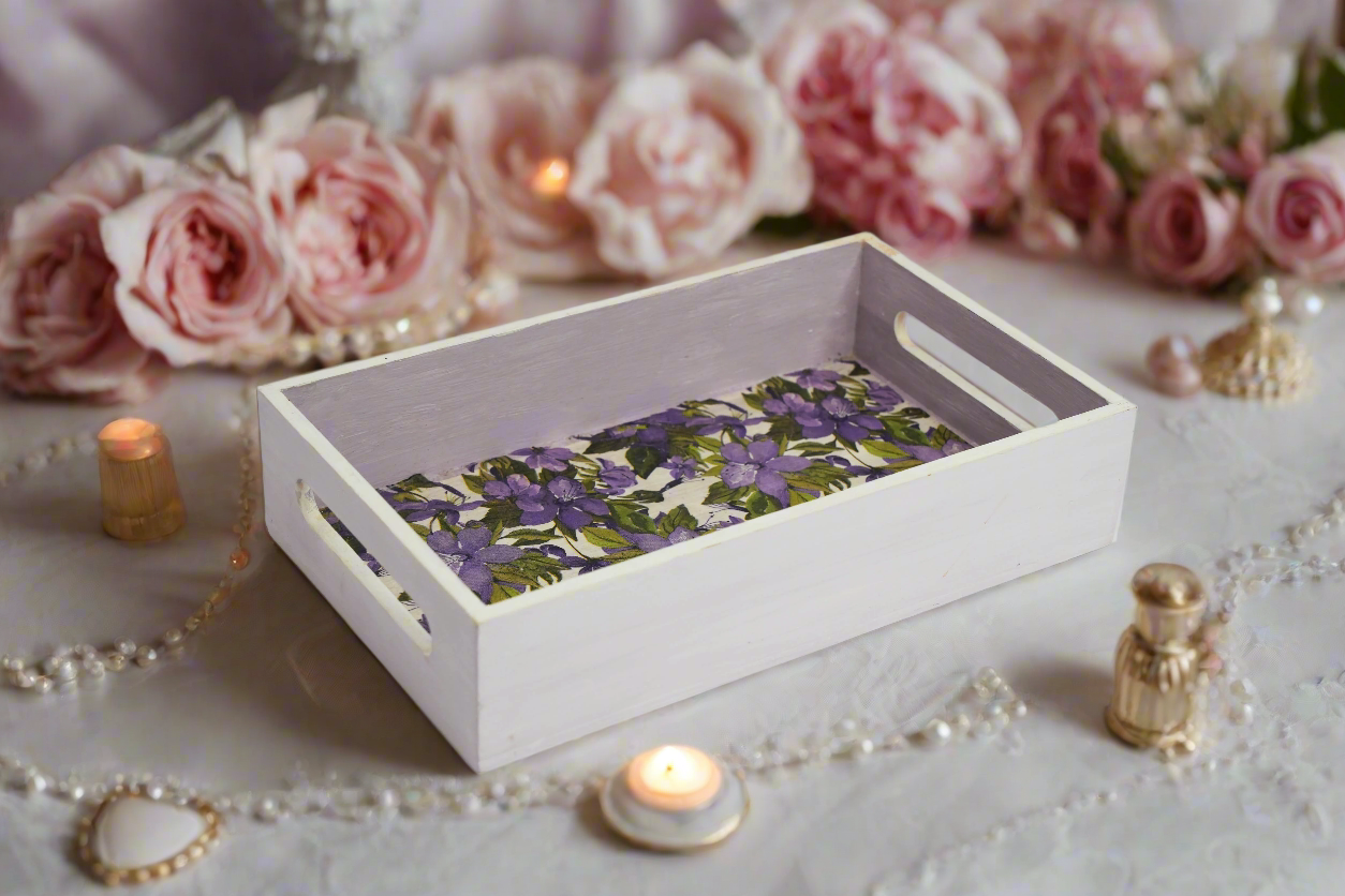 Purple Blossom Floral Tray – A Graceful Touch of Elegance