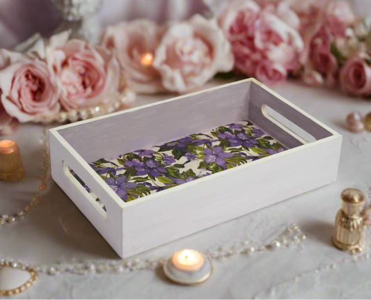 Purple Blossom Floral Tray – A Graceful Touch of Elegance