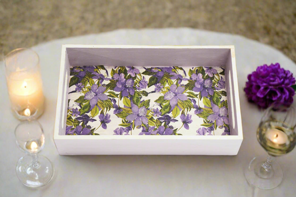 Purple Blossom Floral Tray – A Graceful Touch of Elegance