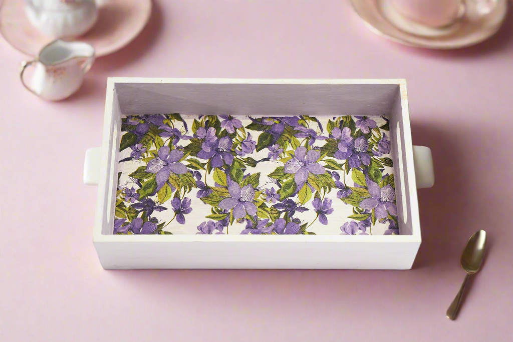 Purple Blossom Floral Tray – A Graceful Touch of Elegance