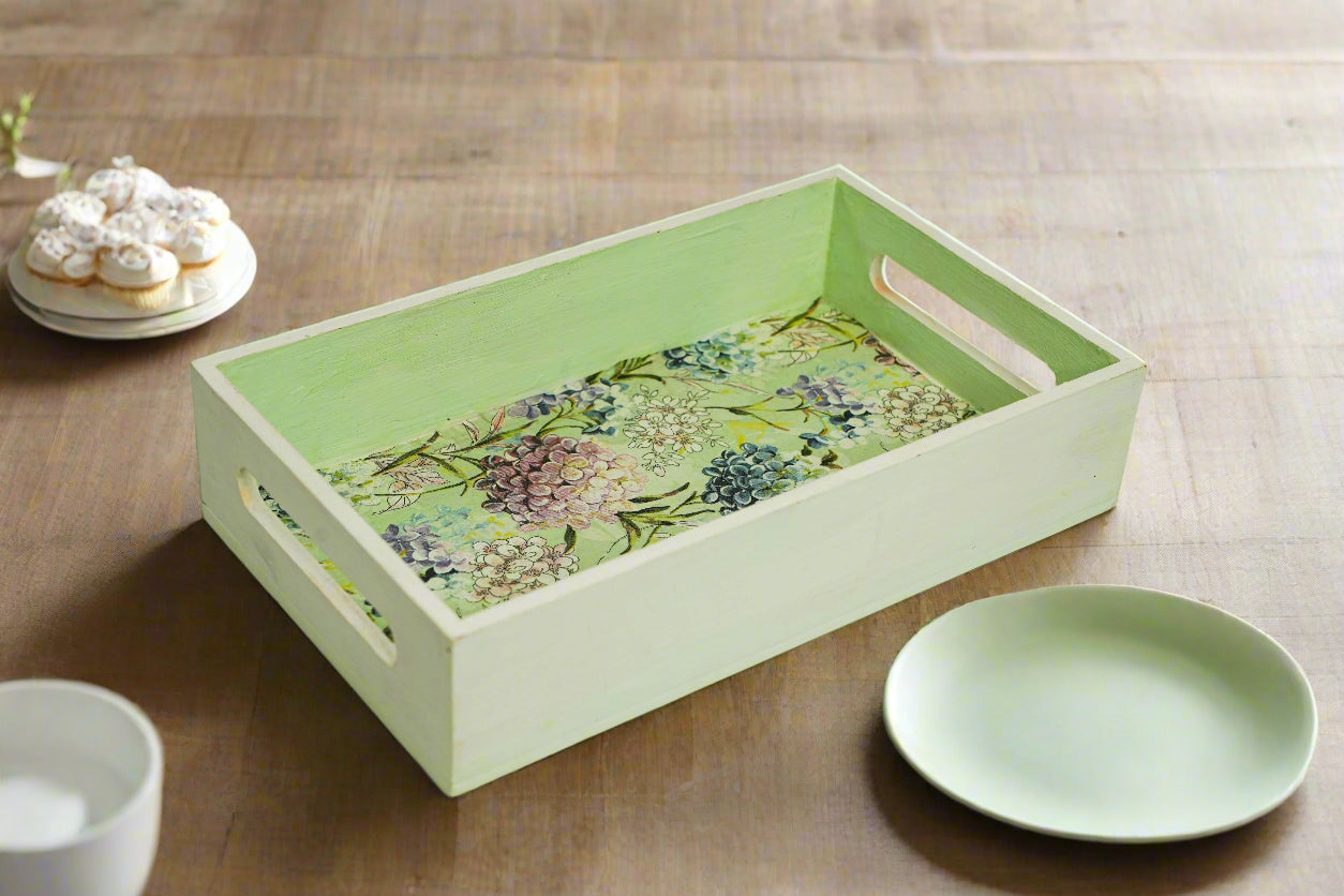 Soft Green Floral Tray – Graceful & Versatile