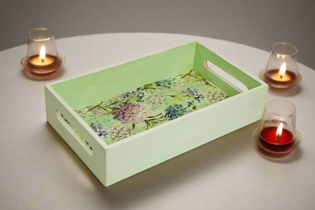 Soft Green Floral Tray – Graceful & Versatile
