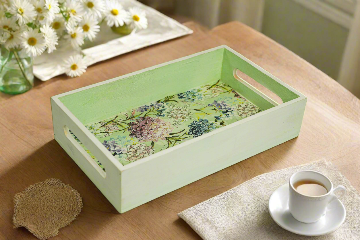 Soft Green Floral Tray – Graceful & Versatile