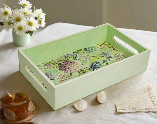 Soft Green Floral Tray – Graceful & Versatile