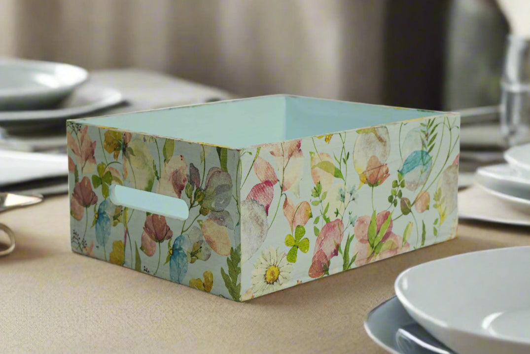 Powder Blue Floral Organizer/Utility Holder