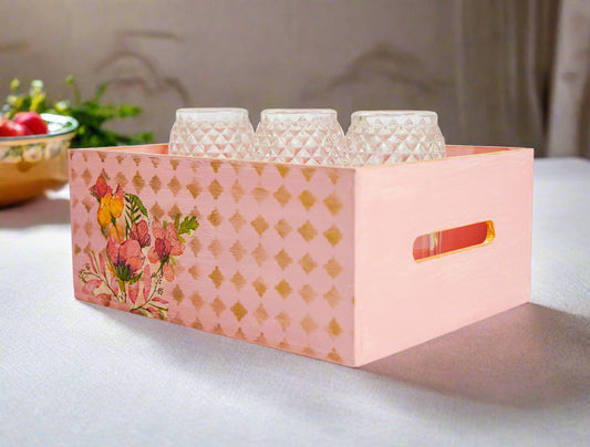 Pink & Gold Luxe Floral Organizer – Elegant Storage Solution