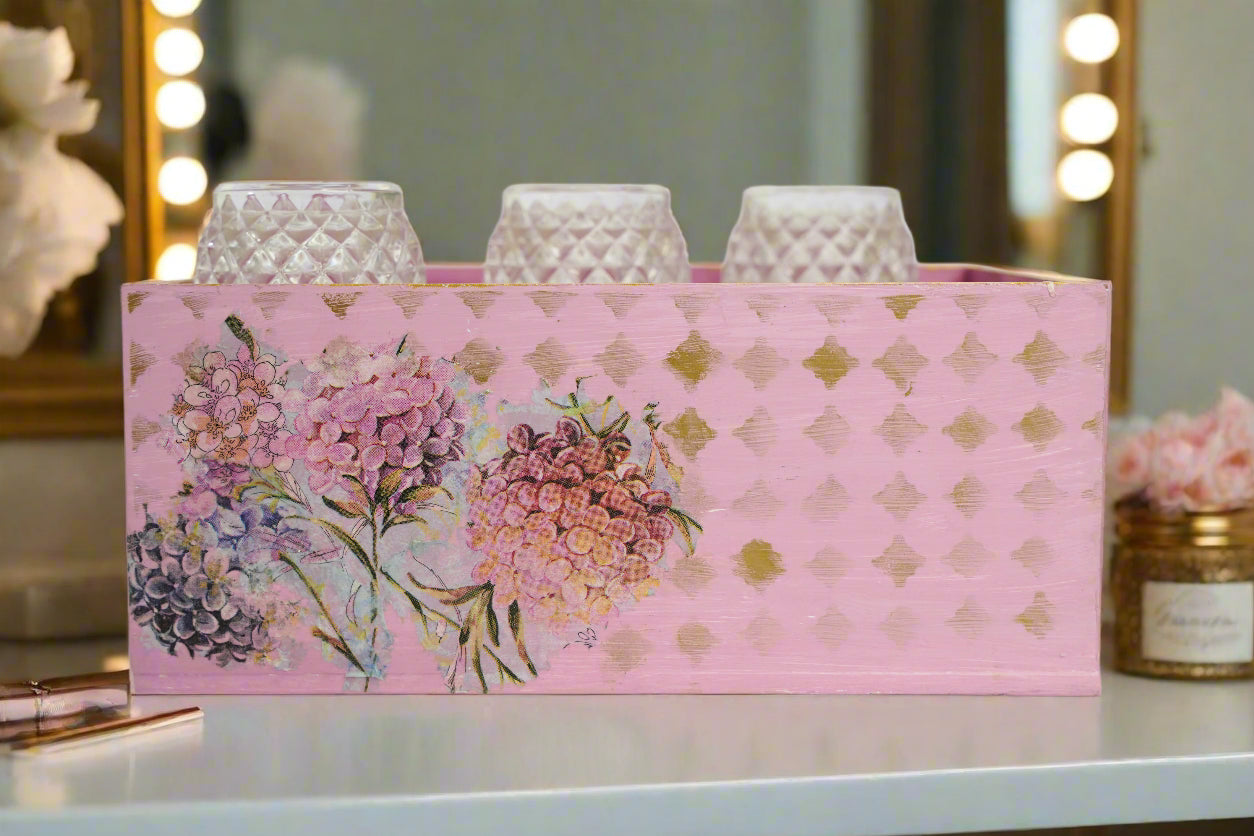 Soft Pink & Mauve Floral Organizer/Multi-Utility Holder