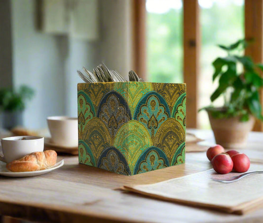 Serene Green & Blue Floral Cutlery Holder/ Organizer