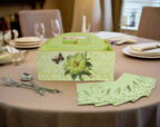 Tranquil Sea Green Luxe Floral Organizer/Cutlery Holder with Matching Coasters