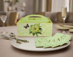 Tranquil Sea Green Luxe Floral Organizer/Cutlery Holder with Matching Coasters