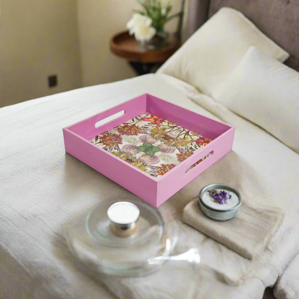 Graceful Violet Floral Tray