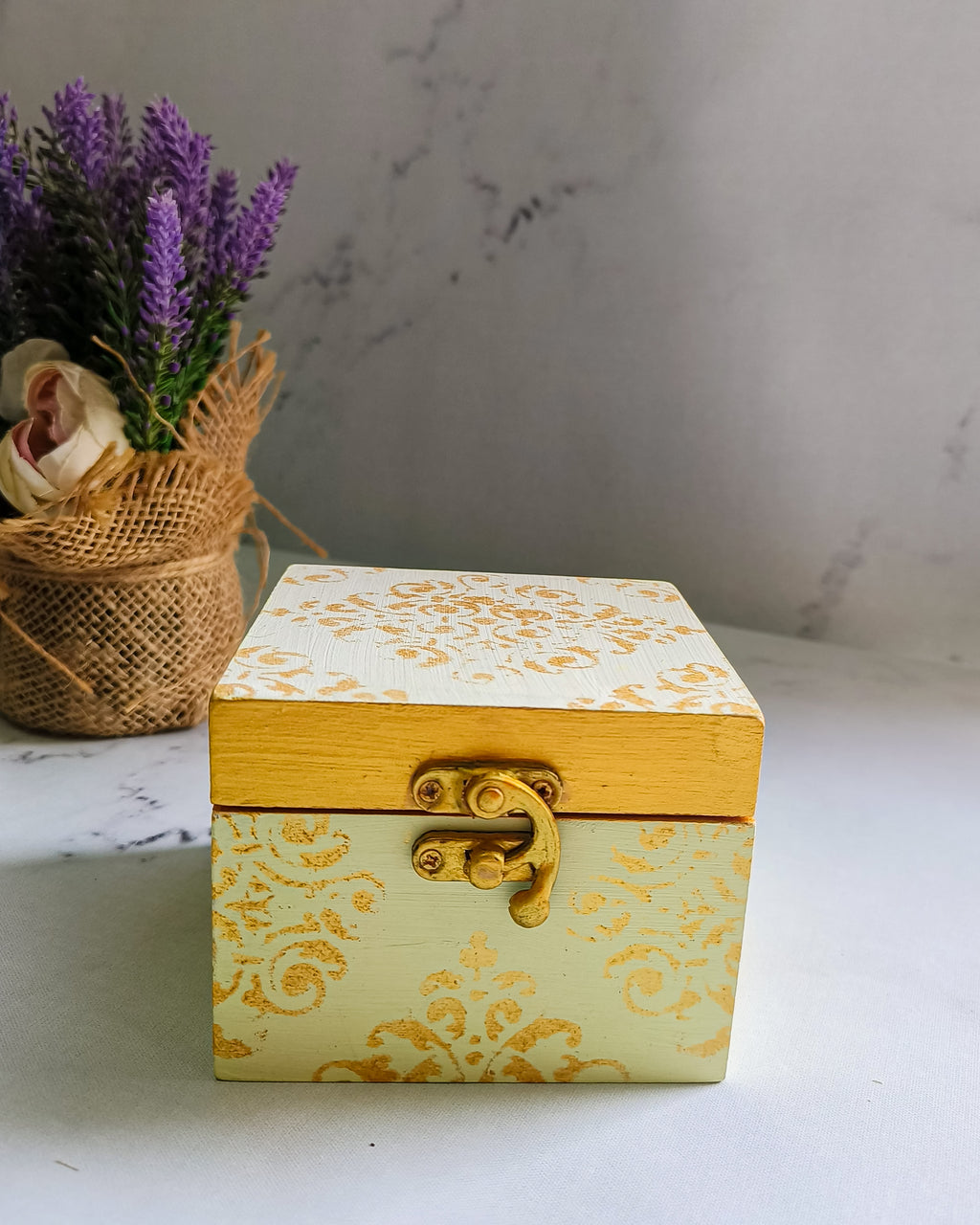 White & Pistachio Mini Jewellery Box