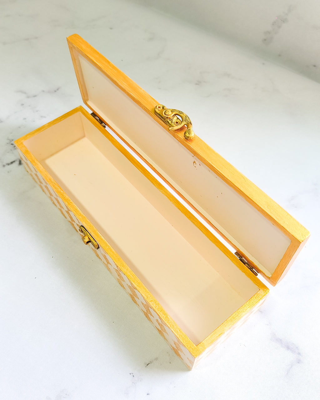 Cream & Gold Long Jewellery Box